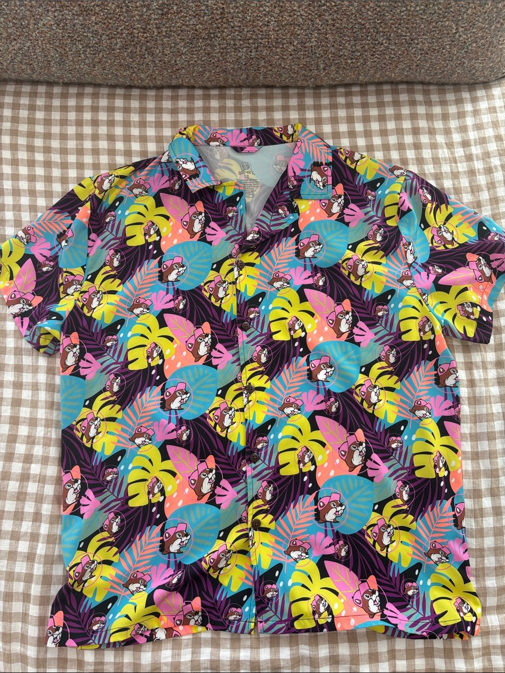 Men's Multicolor Tropical Print Button-Down Shirt